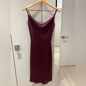 Burgundy Wilfred silk dress in size extra small